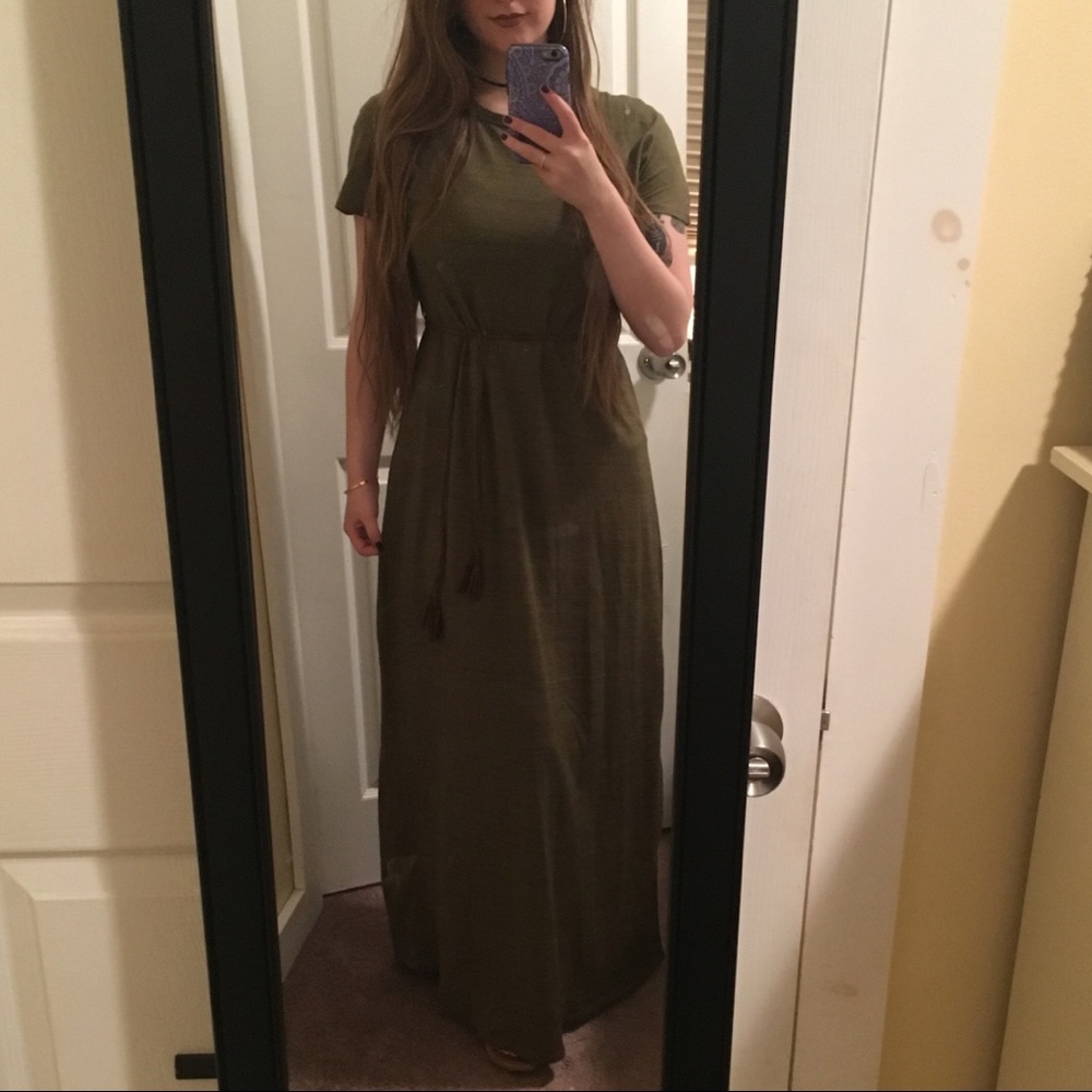 Green & Black Microstripe Lularoe Maria Maxi Dress